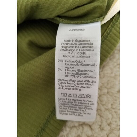 Madewell Women Square Neck Long Sleeve Ribbed Cropped Sleekhold Green Top Size S - Picture 7 of 10